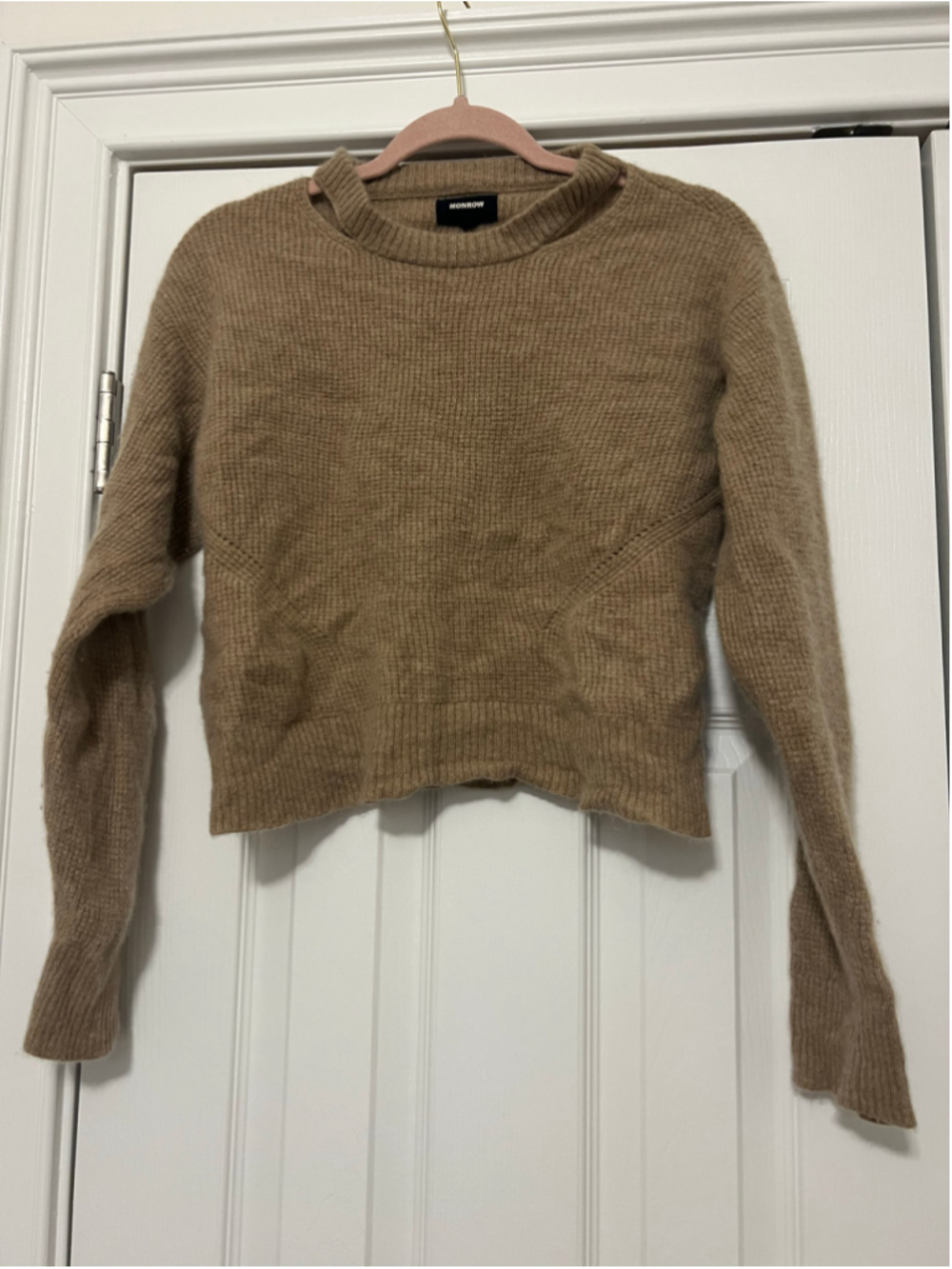 Women's Monrow Cashmere Crew Neck with Cutouts Sweater Camel Size S